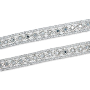 1 Inch Floral Mirror Rhinestone Corded Mesh Trim SV580411 Silver A1