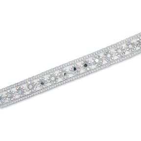 1 Inch Floral Mirror Rhinestone Corded Mesh Trim SV580411 Silver A2