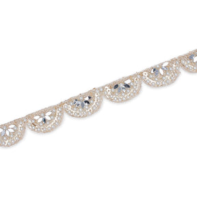 1 Inch Mirror Pearl Sequined Metallic Embroidery On Mesh Trim SV580416 Champagne A2