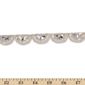1 Inch Mirror Pearl Sequined Metallic Embroidery On Mesh Trim SV580416 Champagne A9
