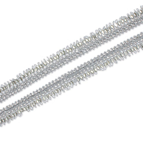 1 Inch Glitter Gem Gut Rhinestone Corded Trim SV580417 Silver A1