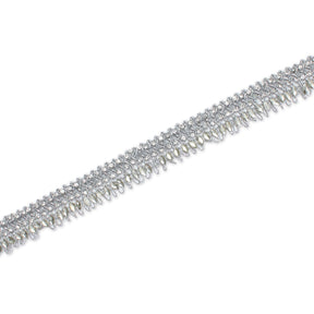 1 Inch Glitter Gem Gut Rhinestone Corded Trim SV580417 Silver A2