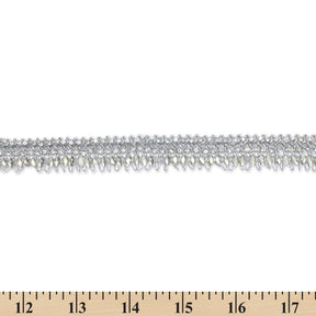 1 Inch Glitter Gem Gut Rhinestone Corded Trim SV580417 Silver A9