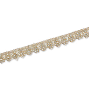 7 8 Inch Floral Beaded Rhinestone Corded Mesh Trim SV580418 Pearl White A2