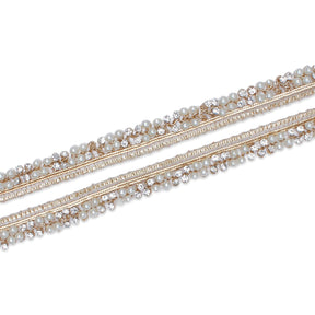 1 2 Inch Pearly Rhinestone Metallic Cording On Braided Trim SV580419 Champagne A1