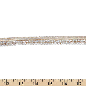 1 2 Inch Pearly Rhinestone Metallic Cording On Braided Trim SV580419 Champagne A9