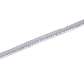 1 Centimeter Diamond Rhinestone Metallic Braided Cord Trim SV580421 Silver A2