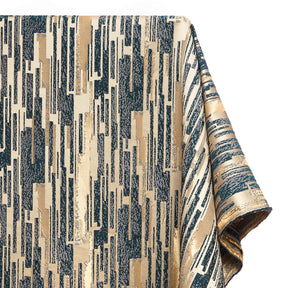 Abstract Stripes Extra Wide Brocade Upholstery Jacquard Fabric SV580461 Gold / Blue 1