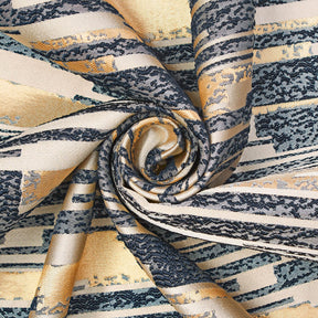Abstract Stripes Extra Wide Brocade Upholstery Jacquard Fabric SV580461 Gold / Blue 3