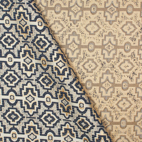 Kashmir Geometric Extra Wide Brocade Upholstery Jacquard Fabric SV580463 Gold / Blue 4