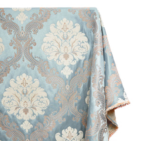 Royal Damask Chenille Upholstery Brocade Satin Jacquard Fabric SV580467 Light Blue Ivory A1