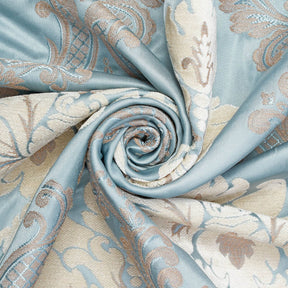 Royal Damask Chenille Upholstery Brocade Satin Jacquard Fabric SV580467 Light Blue Ivory A2