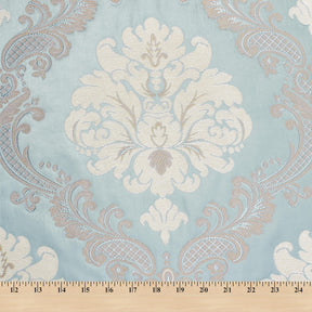 Royal Damask Chenille Upholstery Brocade Satin Jacquard Fabric SV580467 Light Blue Ivory A9