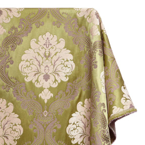 Royal Damask Chenille Upholstery Brocade Satin Jacquard Fabric SV580468 Apple Green Ivory A1