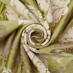 Royal Damask Chenille Upholstery Brocade Satin Jacquard Fabric SV580468 Apple Green Ivory A2