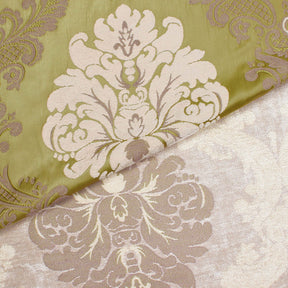 Royal Damask Chenille Upholstery Brocade Satin Jacquard Fabric SV580468 Apple Green Ivory A3