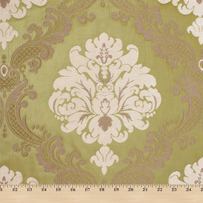 Royal Damask Chenille Upholstery Brocade Satin Jacquard Fabric SV580468 Apple Green Ivory A9