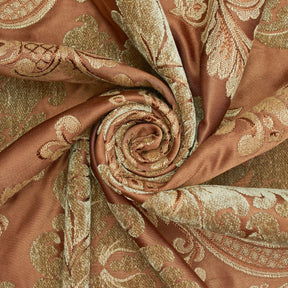 Royal Damask Chenille Upholstery Brocade Satin Jacquard Fabric SV580470 Rust Olive A2