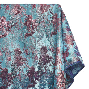 Abstract Plain Woven Crinkle Metallic Brocade Jacquard Fabric SV580740 Turquoise / Plum 1