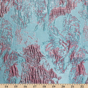 Abstract Plain Woven Crinkle Metallic Brocade Jacquard Fabric SV580740 Turquoise / Plum 4