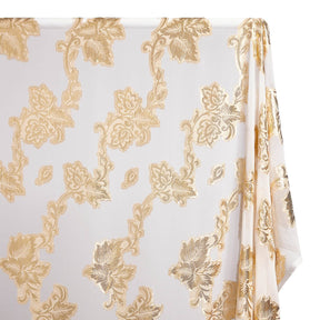 Leafy Vine Metallic Embroidered Chiffon Fabric SV580752 White A1