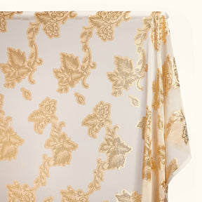 Leafy Vine Metallic Embroidered Chiffon Fabric SV580754 Ivory A1