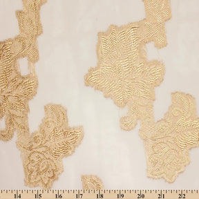Leafy Vine Metallic Embroidered Chiffon Fabric SV580754 Ivory A9