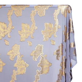 Leafy Vine Metallic Embroidered Chiffon Fabric SV580757 Periwinkle A1