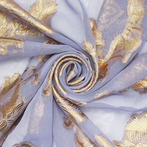 Leafy Vine Metallic Embroidered Chiffon Fabric SV580757 Periwinkle A2