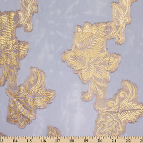 Leafy Vine Metallic Embroidered Chiffon Fabric SV580757 Periwinkle A9
