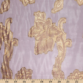 Leafy Vine Metallic Embroidered Chiffon Fabric SV580759 Lilac A9