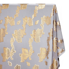 Leafy Vine Metallic Embroidered Chiffon Fabric SV580760 Silver A1