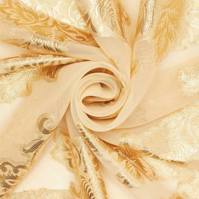 Leafy Vine Metallic Embroidered Chiffon Fabric SV580761 Gold A2