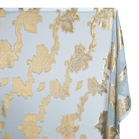 Leafy Vine Metallic Embroidered Chiffon Fabric SV580762 Sky Blue A1