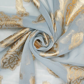 Leafy Vine Metallic Embroidered Chiffon Fabric SV580762 Sky Blue A2