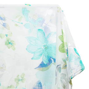 Leafy Flower Extra Wide Burnout Polyester Rayon Jacquard On Voile Fabric SV581105 Turquoise A1