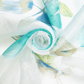Leafy Flower Extra Wide Burnout Polyester Rayon Jacquard On Voile Fabric SV581105 Turquoise A2