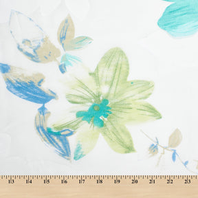 Leafy Flower Extra Wide Burnout Polyester Rayon Jacquard On Voile Fabric SV581105 Turquoise A9