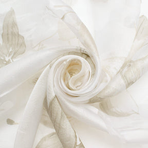 Leafy Flower Extra Wide Burnout Polyester Rayon Jacquard On Voile Fabric SV581107 Champagne A2