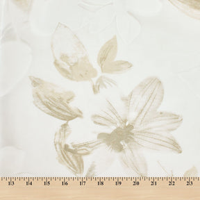 Leafy Flower Extra Wide Burnout Polyester Rayon Jacquard On Voile Fabric SV581107 Champagne A9