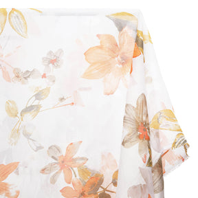 Leafy Flower Extra Wide Burnout Polyester Rayon Jacquard On Voile Fabric SV581108 Orange A1