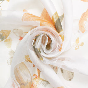 Leafy Flower Extra Wide Burnout Polyester Rayon Jacquard On Voile Fabric SV581108 Orange A2