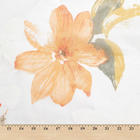 Leafy Flower Extra Wide Burnout Polyester Rayon Jacquard On Voile Fabric SV581108 Orange A9