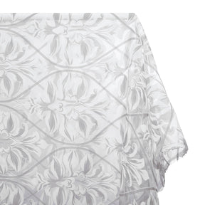Leafy Bloom Extra Wide Burnout Polyester Rayon Damask Jacquard On Voile Fabric SV581110 White / Grey 1
