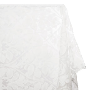 Leafy Bloom Extra Wide Burnout Polyester Rayon Damask Jacquard On Voile Fabric SV581109 White / White 1