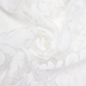 Leafy Bloom Extra Wide Burnout Polyester Rayon Damask Jacquard On Voile Fabric SV581109 White / White 2