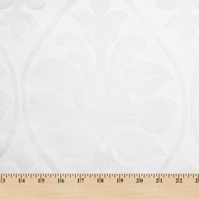Leafy Bloom Extra Wide Burnout Polyester Rayon Damask Jacquard On Voile Fabric SV581109 White / White 3