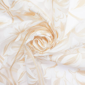 Leafy Bloom Extra Wide Burnout Polyester Rayon Damask Jacquard On Voile Fabric SV581111 White / Gold 2