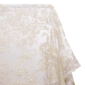 Floral Vine Extra Wide Burnout Polyester Rayon Jacquard On Organza Fabric SV581116 Gold 1