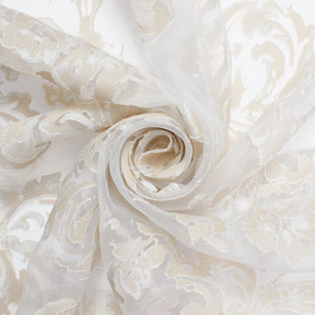 Floral Vine Extra Wide Burnout Polyester Rayon Jacquard On Organza Fabric SV581116 Gold 2